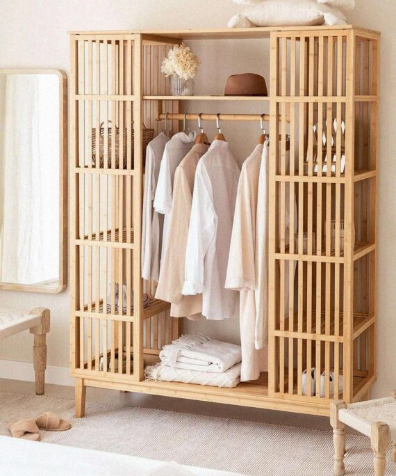 Armoire avec Tiroir en Bois Ralik : Alliance Harmonieuse de Géométrie et de Simplicité