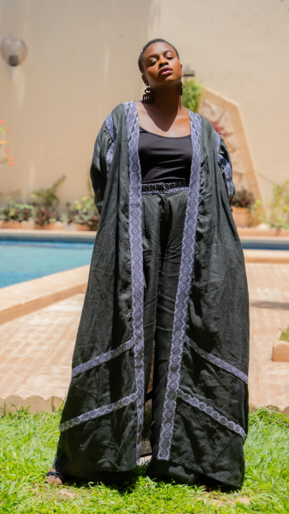 Ensemble Kimono Ifé Noir : Élégance Inspirée de la Cité Antique d'Ifé