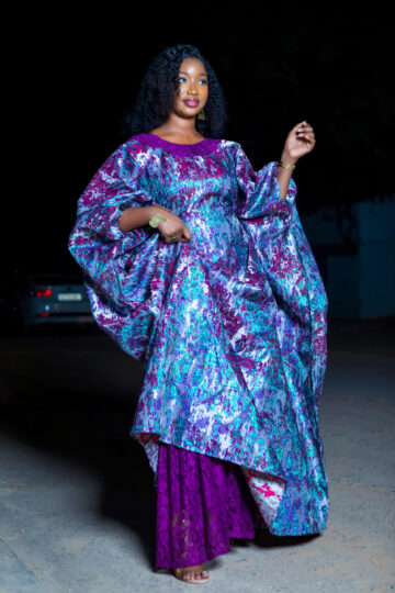 Boubou Adelaide en Brocard avec Détails Raffinés – Collection Éclat Nomade