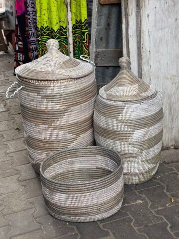 Trio Panier en Osier et Cuir Extérieur